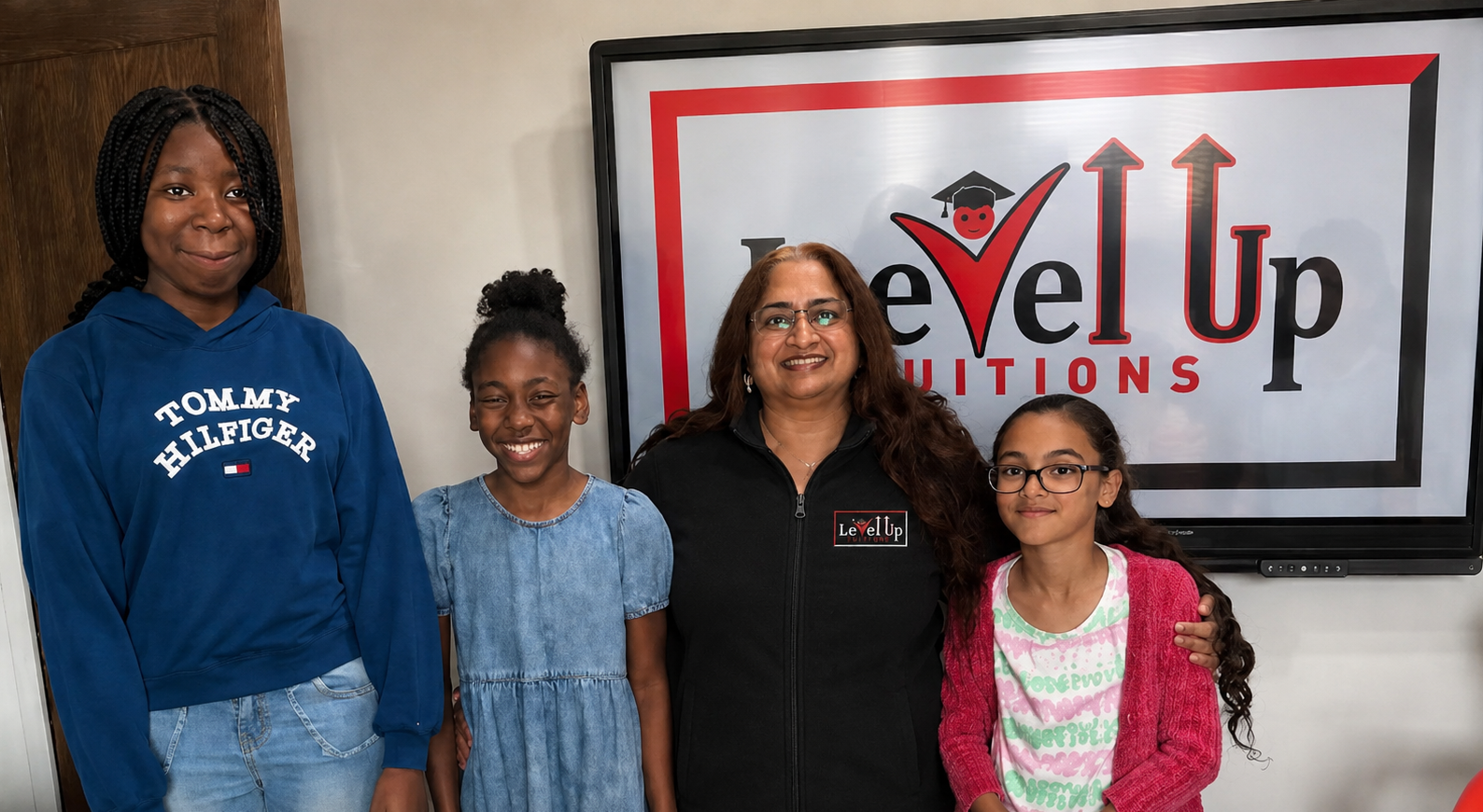 Girls with Vibha at Level Up Tuitions